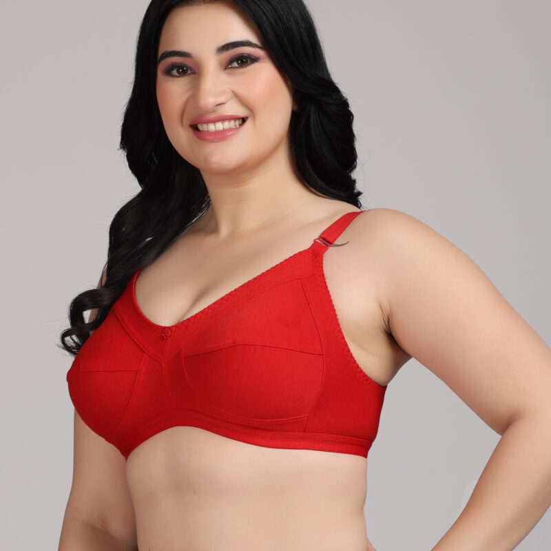 Zivok Red Full Coverage Bra – Soft Cotton Comfort for Daily Wear