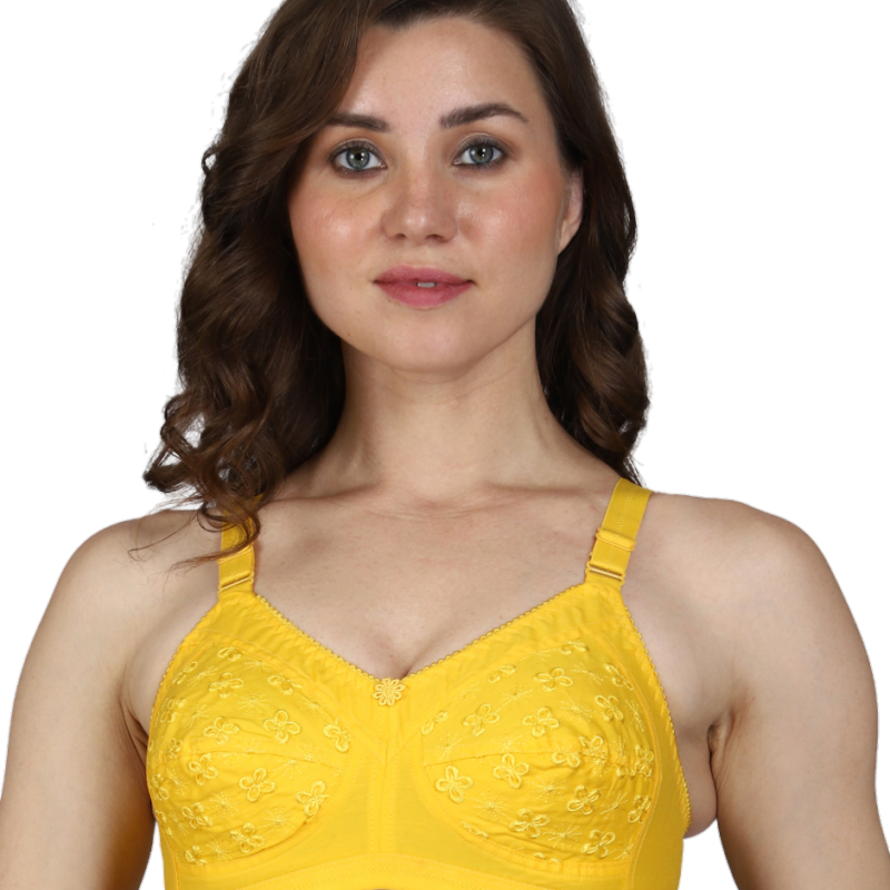 Cotton Bra Combo Yellow White Pink | Pack of 3 Soft Daily Wear Bras