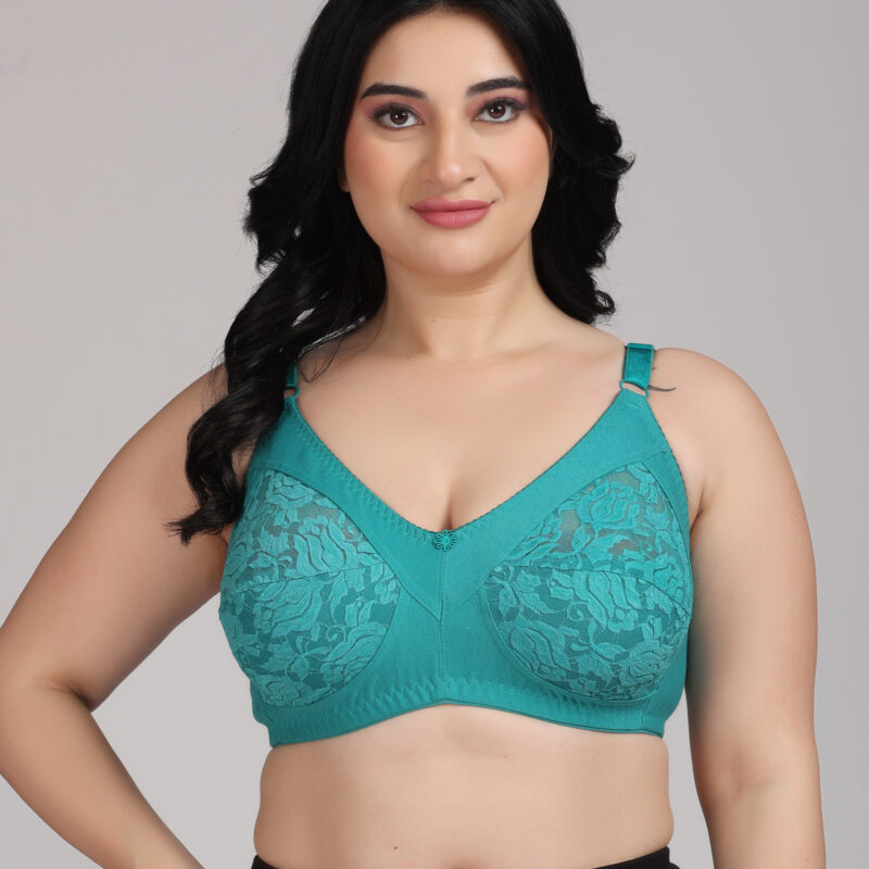 Net Green Color Bra