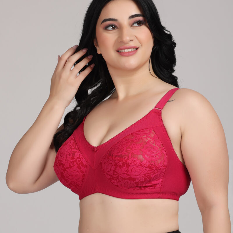 Magenta Net Bra for Women | Lightweight Non-Padded Stylish Bra