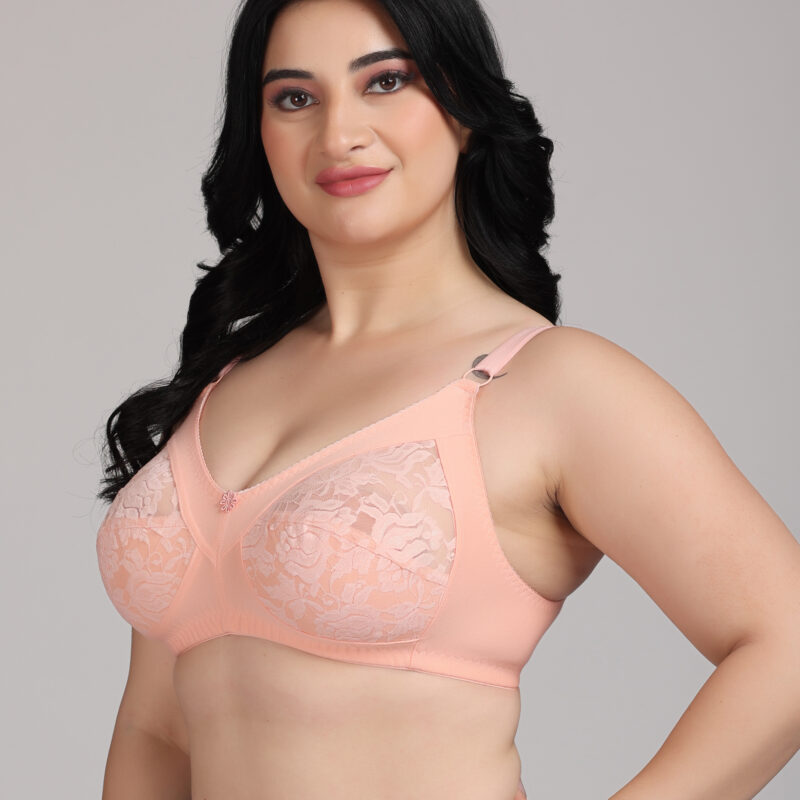 Peach Net Bra for Women | Airy Non-Padded Elegant Bra