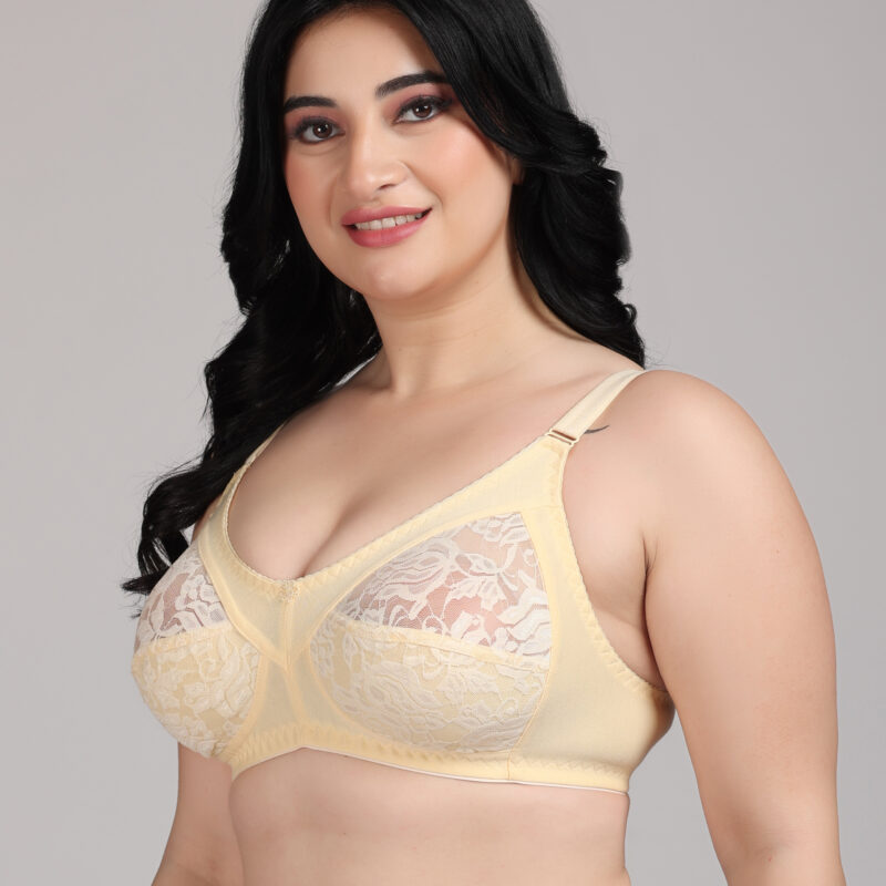 Net Cream Bra for Women | Breathable Non-Padded Stylish Bra