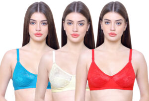Nancy Bra Value Pack of 3 Red Cream Firoji