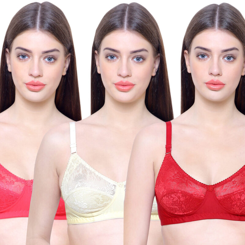 Nancy Bra Value Pack of 3 Red Cream Magenta