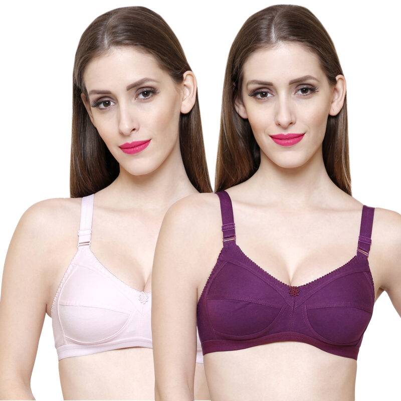 pink purple full coverage bra combo pack of 2