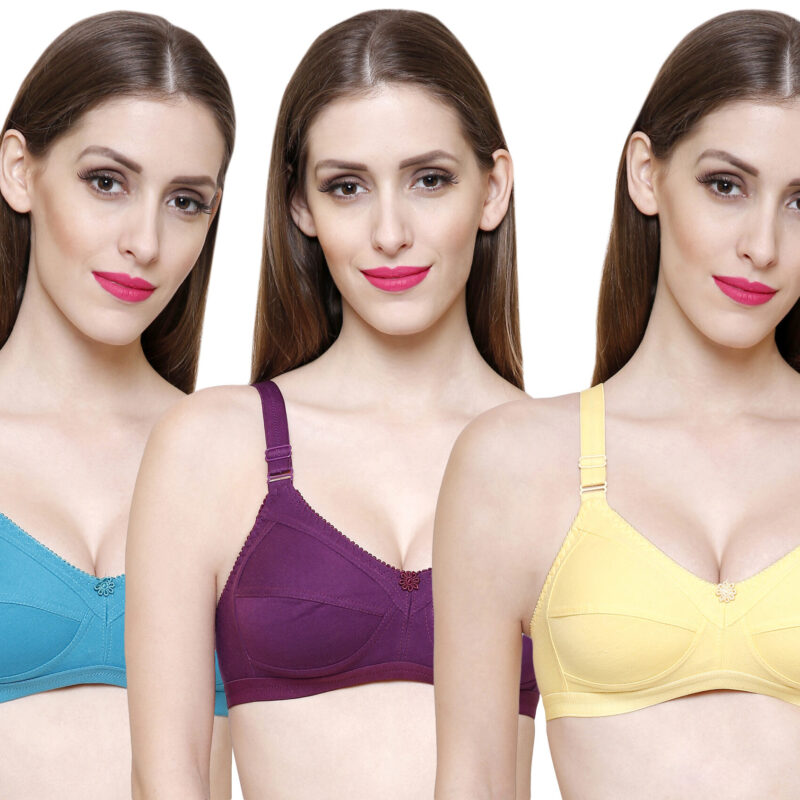 yellow green purple full coverage bra value pack of 3