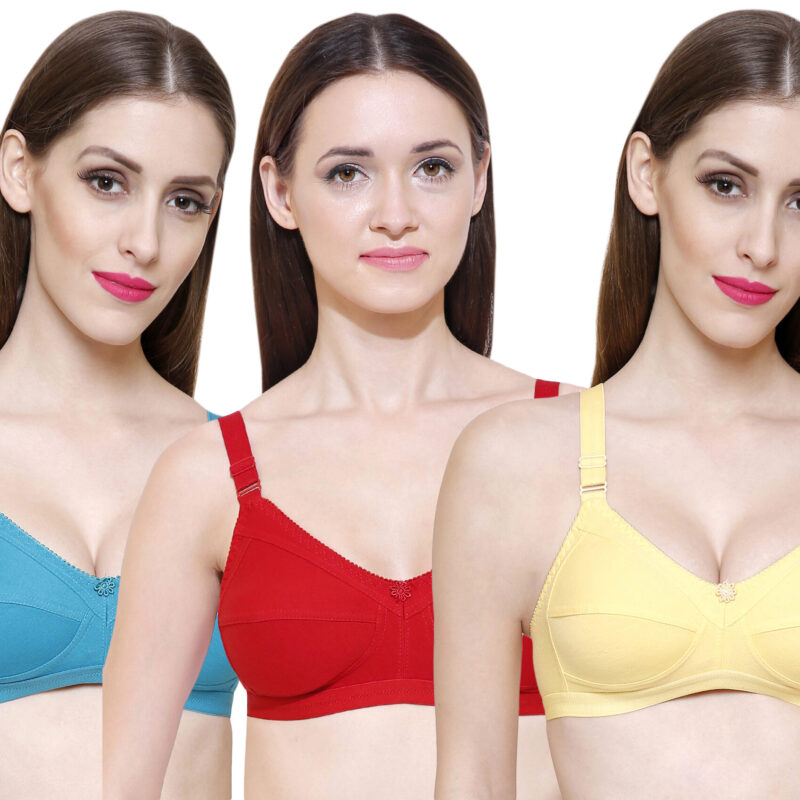 yellow red green full coverage bra value pack of 3