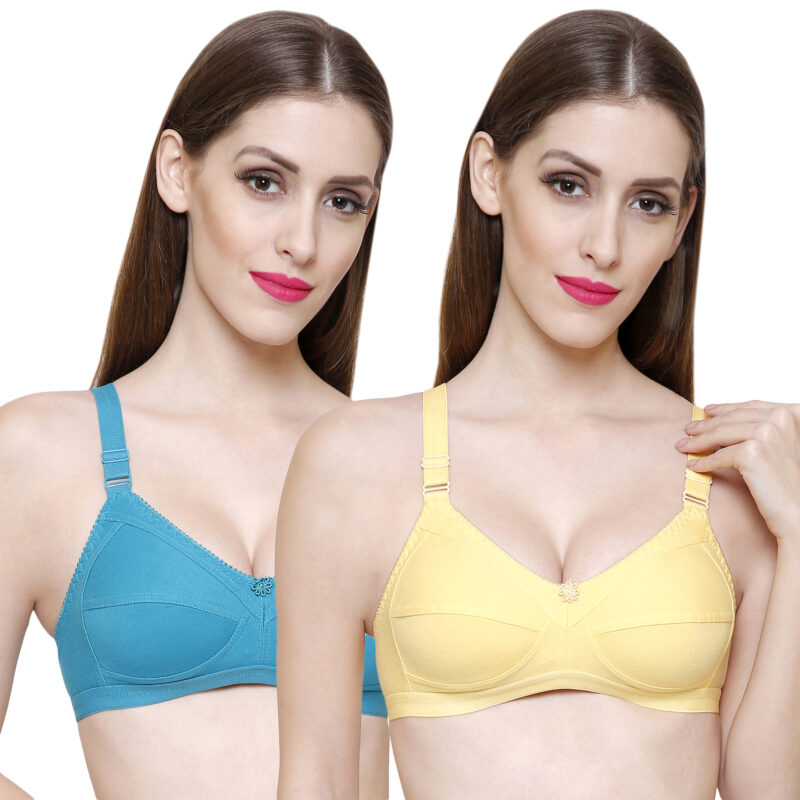 yellow green full coverage bra combo pack of 2