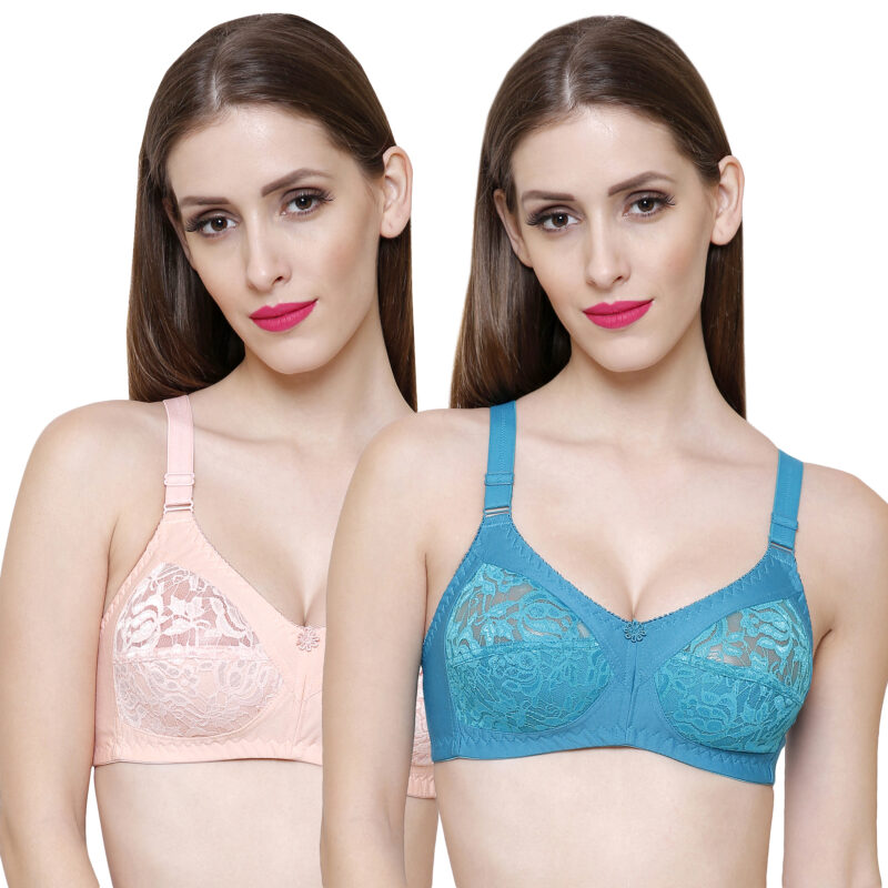 peach green net bra pack of 2