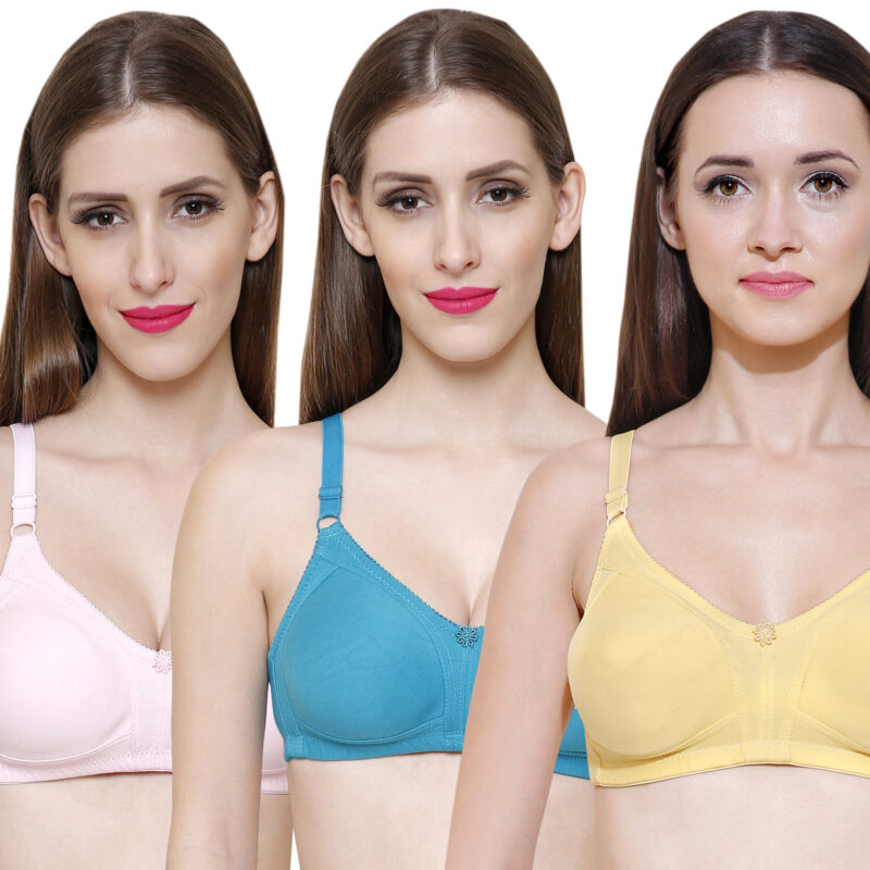seamless bra value pack yellow green pink