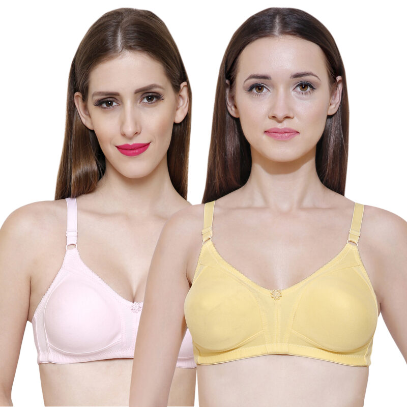 seamless bra combo pack yellow pink