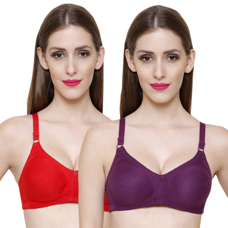 seamless bra combo pack purple red