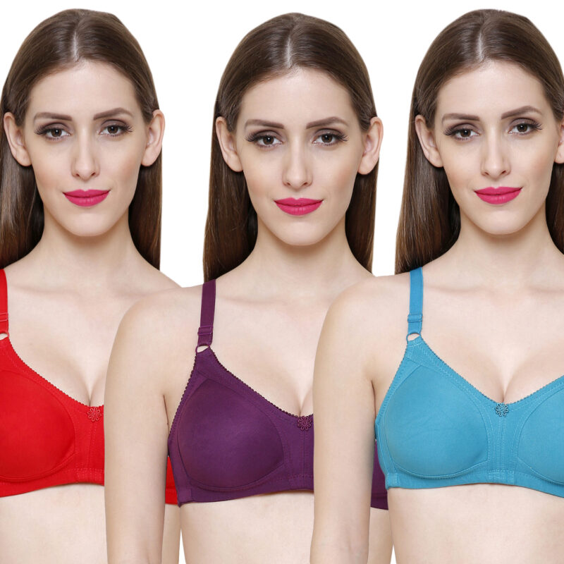 seamless bra value pack purple red green