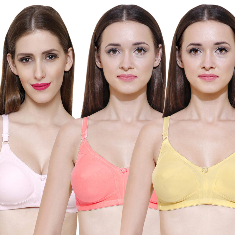 seamless bra value pack yellow peach pink