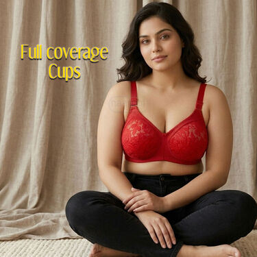 3 Sensational Full Coverage Lacy Bra With Broad Band - Image 2