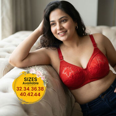 3 Sensational Full Coverage Lacy Bra With Broad Band - Image 3